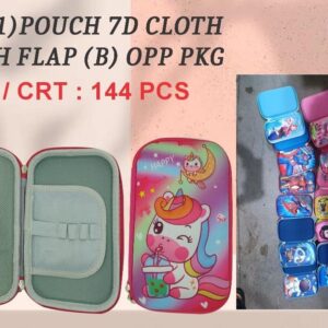 7D CLOTH PENCIL POUCH WITH FLAP - MIDIUM (OPP PACK)