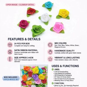 SATIN FLOWER BIG MIX (24 PCS)
