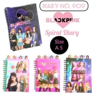 DIARY NO.909 A/5 (BLACK PINK SPIRAL DIARY)