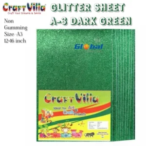 GLITTER SHEET A/3 DARK GREEN (10PCS)-CRAFT VILLA