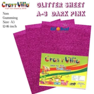 GLITTER SHEET A/3 DARK PINK (10PCS)-CRAFT VILLA
