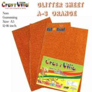 GLITTER SHEET A/3 ORANGE (10PCS)-CRAFT VILLA