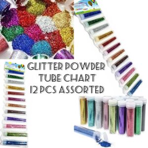 GLITTER POWDER TUBE M/C (12 PC)
