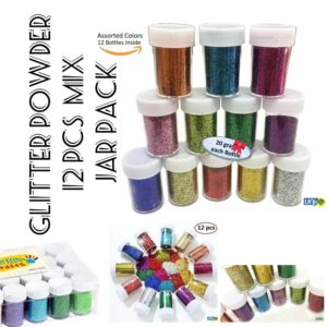 GLITTER POWDER MULTICOLORS (12 PC JAR)