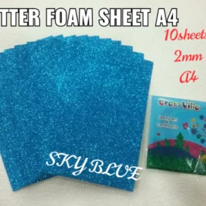 GLITTER FOAM SHEET LIGHT BLUE A/4-CRAFT VILLA