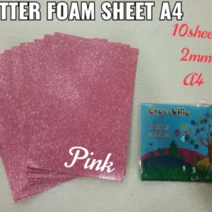 GLITTER FOAM SHEET LIGHT PINK A/4-CRAFT VILLA