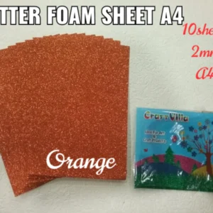 GLITTER FOAM SHEET ORANGE A/4-CRAFT VILLA