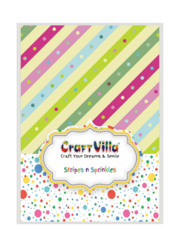 STRIPS & SPRINKLES DESIGNER PAPER A/4 (20PCS)-CRAFT VILLA
