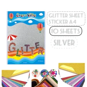 GLITTER SHEET GUMMING SILVER A/4-CRAFT VILLA
