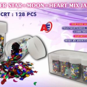 GLITTER STAR/HEAR/ROUND SEQUENCE MIX JAR (12 PC)