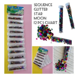 GLITTER STAR/MOON/HEART TUBE MIX  (12 PC)