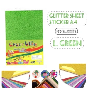GLITTER SHEET GUMMING LIGHT GREEN A/4-CRAFT VILLA