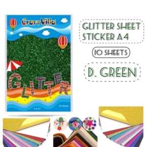 GLITTER SHEET GUMMING DARK GREEN A/4-CRAFT VILLA