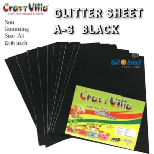 GLITTER SHEET A/3 BLACK (10PCS)-CRAFT VILLA