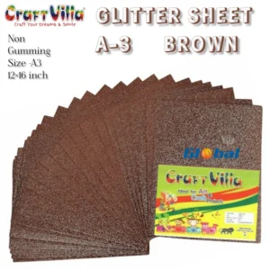 GLITTER SHEET A/3 BROWN (10PCS)-CRAFT VILLA