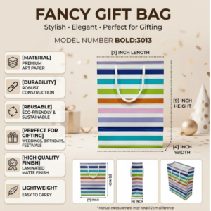FANCY PAPER BAG NO. 3013 (7×9×4 INCH)-GOLDEN