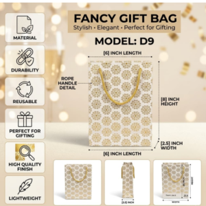 FANCY PAPER BAG NO. DELUXE-9 (6×8×2½ INCH)-GOLDEN