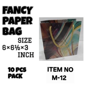 FANCY PAPER BAG NO.M-12 (6×6½×3 INCH)-GOLDEN