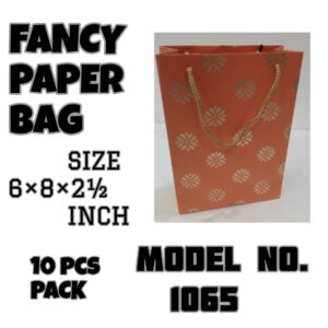 FANCY PAPER BAG NO.1065 (6×8×2½ INCH)-GOLDEN